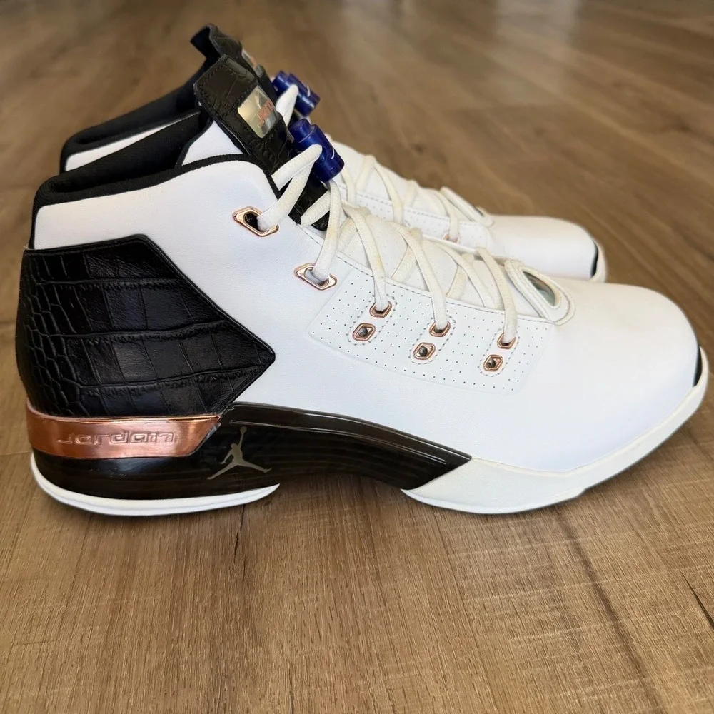 Air Jordan 17+ Retro Copper White Black Men Basketball Shoes 832816-122 Size 13
